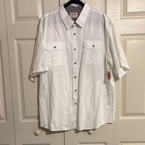 Wrangler Classic Western White  Button Down Shirt 2XL pockets short sleeve